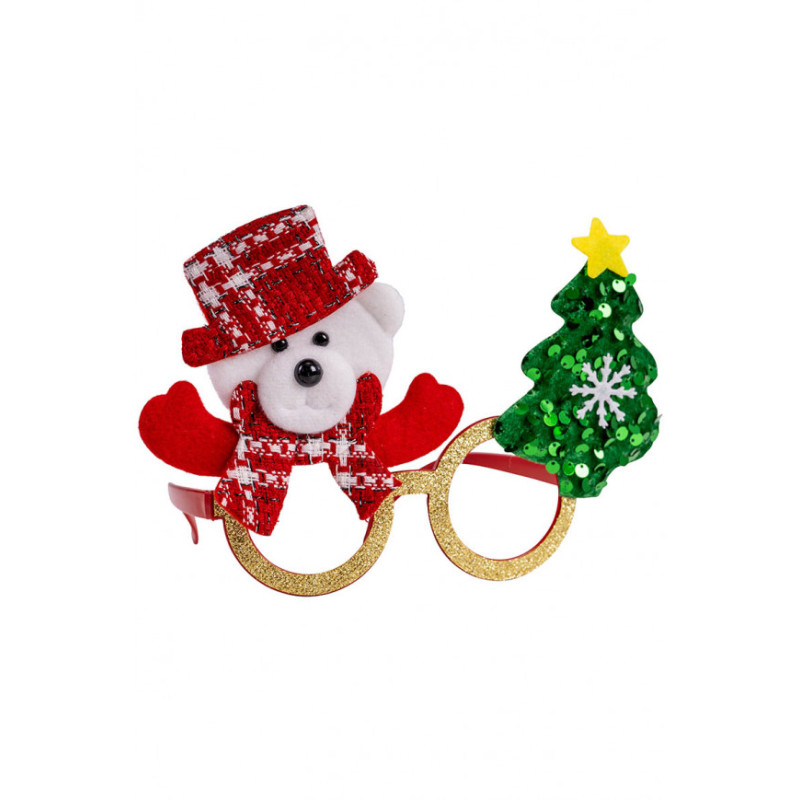 Vianočné okuliare s medvedíkom a vianočným stromčekom